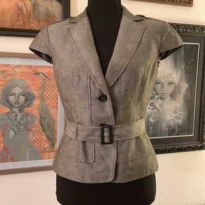 Tahari by Arthur S. Levine cap sleeve belted structured blazer.